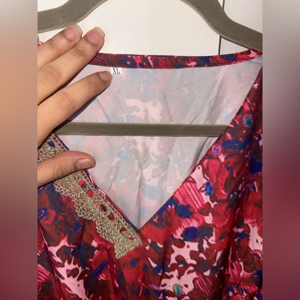 NWOT Floral Red and Blue Women's Dress - Picture 6 of 6